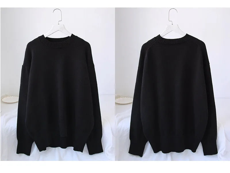 Light Blue Oversized Sweaters For Women 2024 Trend White Loose Sweater Casual Autumn Winter Warm Thick Knit Sweater Women Jumper