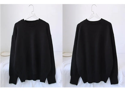 Light Blue Oversized Sweaters For Women 2024 Trend White Loose Sweater Casual Autumn Winter Warm Thick Knit Sweater Women Jumper