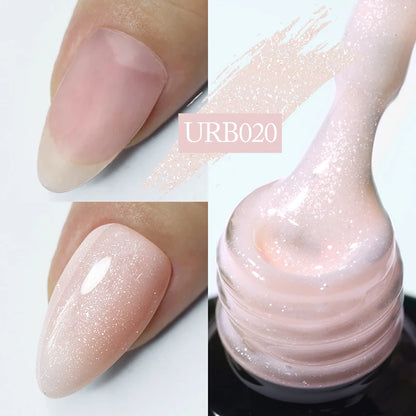 UR SUGAR 7ml Pale Pink Rubber Base Gel Nude Color Semi Permant Soak Off UV LED Self-leveling Gel Varnishes Great Coverage