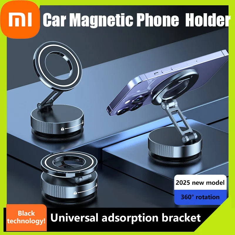 Xiaomi Car Mount Vacuum Magnetic Holder Foldable Strong Suction Stand For Cell Phone For iphone 16 15 12 13 14 Live Streaming