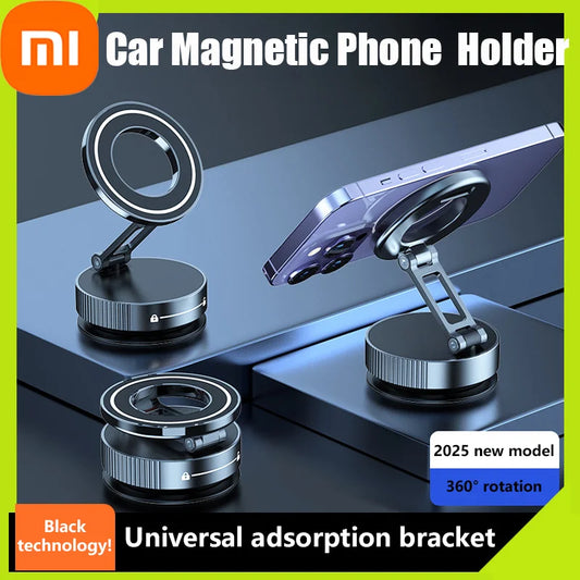 Xiaomi Car Mount Vacuum Magnetic Holder Foldable Strong Suction Stand For Cell Phone For iphone 16 15 12 13 14 Live Streaming
