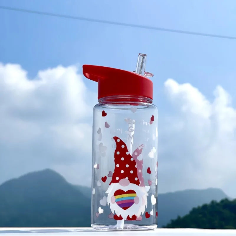 Children's travel water cup 500ml, straw cup, with portable rope, leak-proof, large-caliber, easy to clean, sports water cup