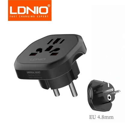 LDNIO Universal Travel Adapter EU Kr Plug Adaptor To Universal European To American Plug 48mm Converter For Travel Accessories
