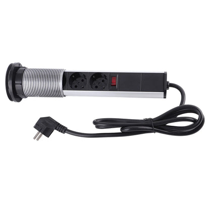 Recessed Pulling Pop Up Socket 3  Plugs and USB Aluminium Alloy Embedded Countertop Pop Up Outlet Socket AC250V 16A