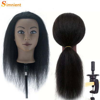18 Inch Headdoll Mannequin Head 100% Real Human Hair for Cosmetology Manikin Doll Head Hairdresser Hairstylist Training Practice