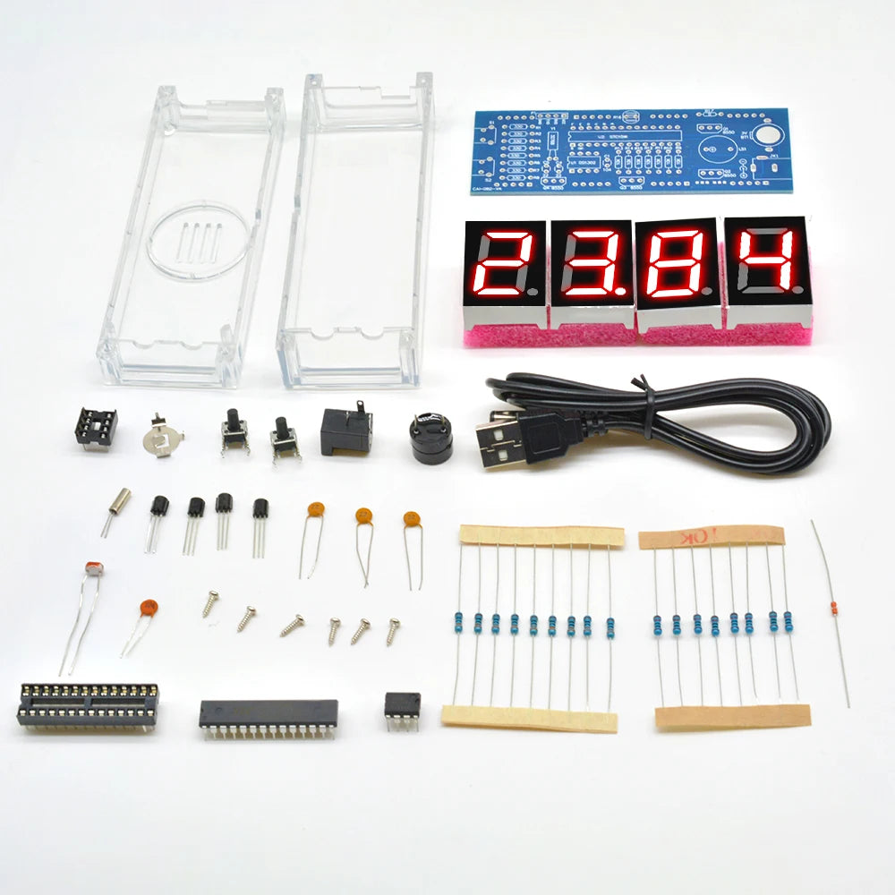 Electronic Clock DIY KIT LED Microcontroller Kit Digital Clock Time Light Control Diy Electronic Kit