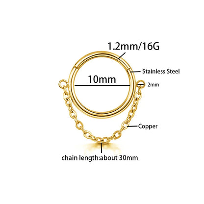 16G Stainless Steel Chain Conch Ear Piercing Hinged Clicker Segment Septum Ear Ring Cartilage Sleeper Earring Helix Piercing