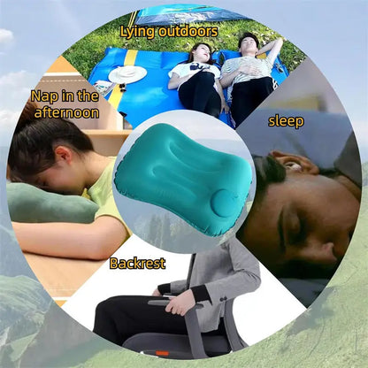 Camping Pillow Inflatable Travel Pillow 1pc Portable Neck Rest Press to Inflate Compact Air Pillow for Beach Office Home Travel