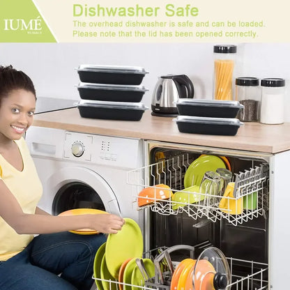 10PCS Black Plastic Disposable Food Containers with Lids - Ideal for Salads, Sandwiches, and Kitchen Fridge Storage