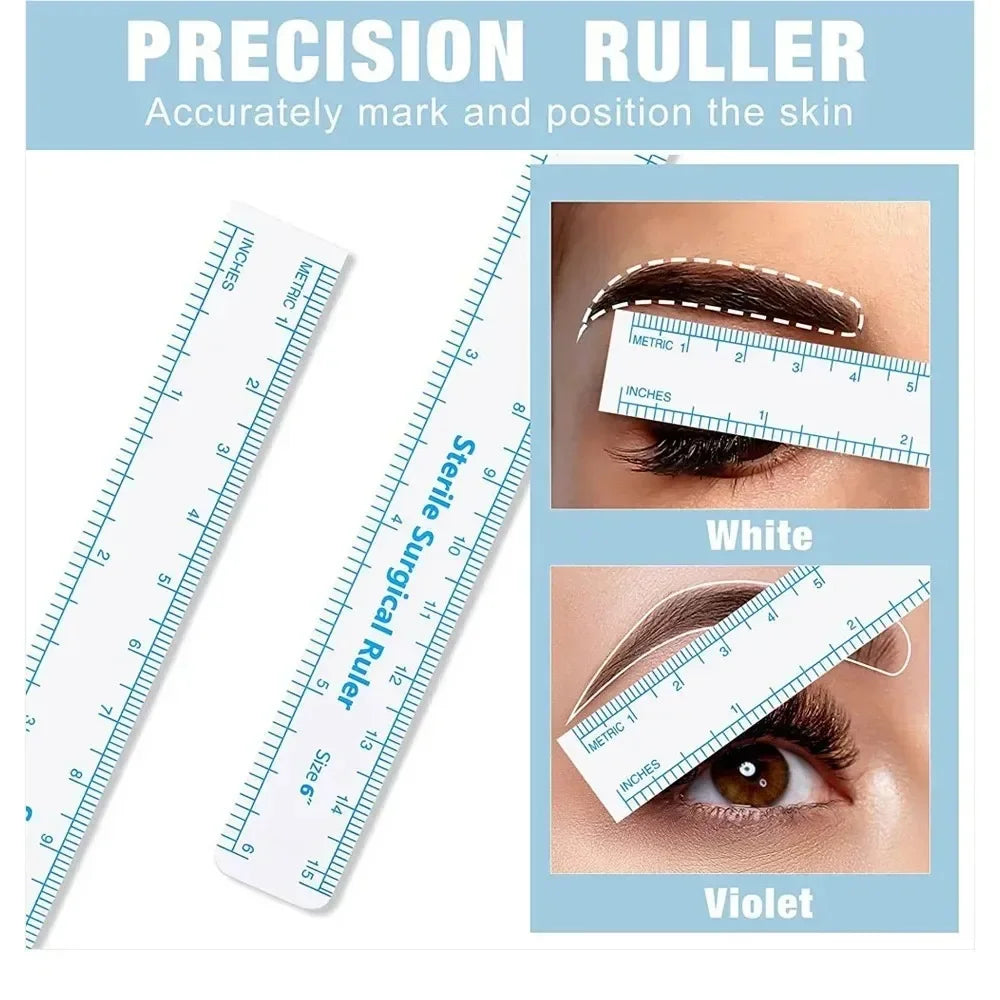 Eyebrow Tatto Skin Marker Pen with Measure Paper Ruler Magic Eraser Remover Brush Pen Permanent Makeup Art Tattoo Accesories