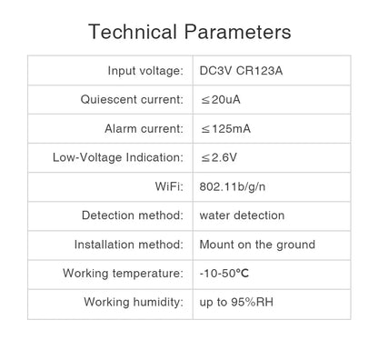Wifi Water Detector Leakage Sensor Alarm Leak Detector 40DB Sound Tuya smart Smart Life APP Flood Alert Overflow Security