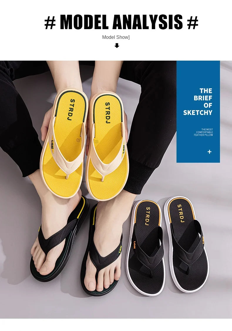 Men's Summer Flip-flops with Anti-odor and Anti-slip Features As Well As Fashionable Super Soft-soled and Trendybeach Flip-flops