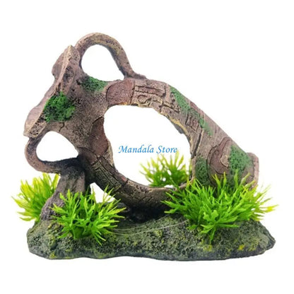 U2JC Fish Shrimp Tanks Broken Crock Ornaments Aquariums Landscaping Figurine