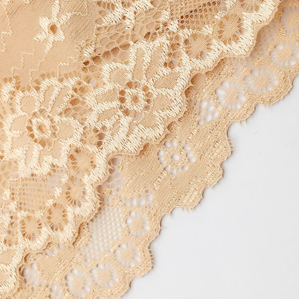 5 PCS/Set Sexy Ladies Transparent Lace Lingerie Panties Woman Cotton Crotch Solid Color Briefs Underwear