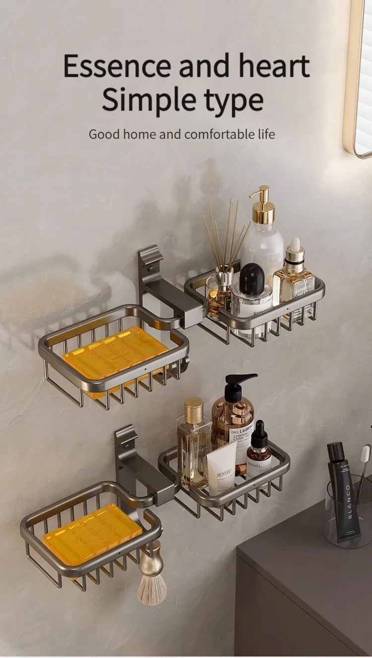 Aluminum Bathroom Drain Soap Storage Holder Soap Dish Storage Rack Bathroom Accessories