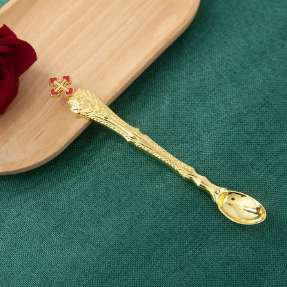 HT Church Product Religion Accessory Gold Plated Orthodox Holy Water Spoon Religious Rituals for Church Decoration