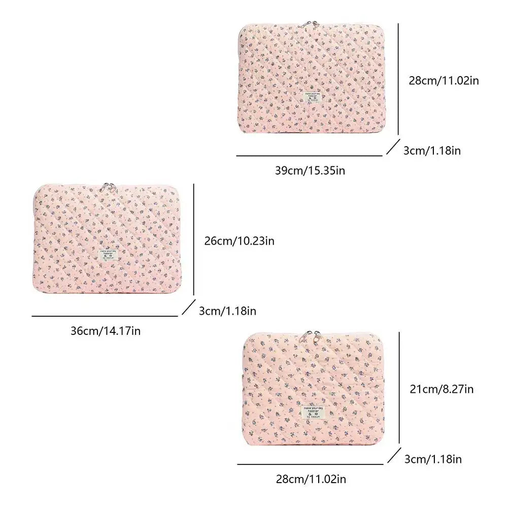 Laptop Sleeve for 11-15 Inch Laptop Tablet Puffy Quilted Floral Laptop Case Coquette Aesthetic Puffy Laptop Sleeve Cover Case