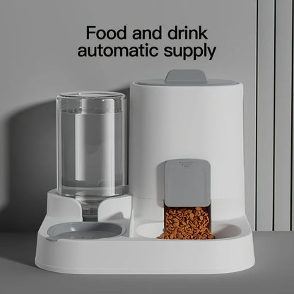 Pet automatic feeder, cat bowl, water and feed in one, plastic, two-in-one