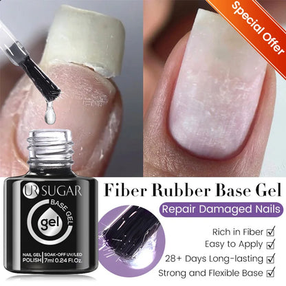UR SUGAR 7ml Pale Pink Rubber Base Gel Nude Color Semi Permant Soak Off UV LED Self-leveling Gel Varnishes Great Coverage