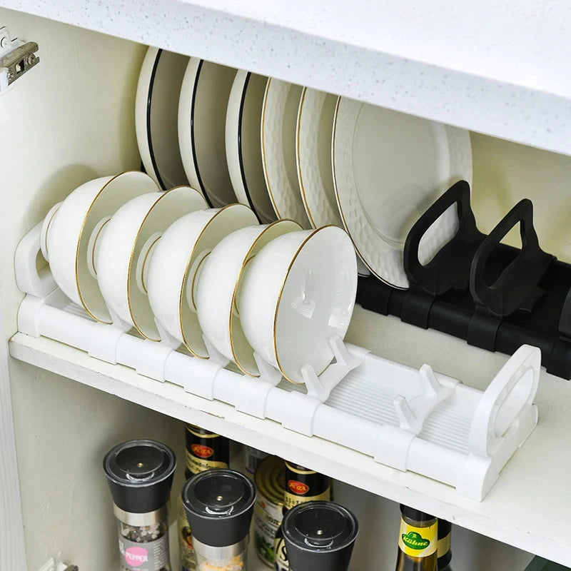 Kitchen Dishes Storage Rack Cabinet Drawers Organizers Plate Holder Bowl Stand Adjustable Dish Organizers Kitchen Accessories