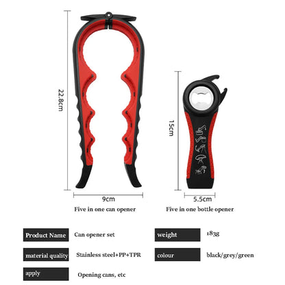4in1 Jar Openers Can Bottle Opener Beer Wine Bottle Lid Poratble Outdoor Party Bar Tools Multi-functional Kitchen Accessories