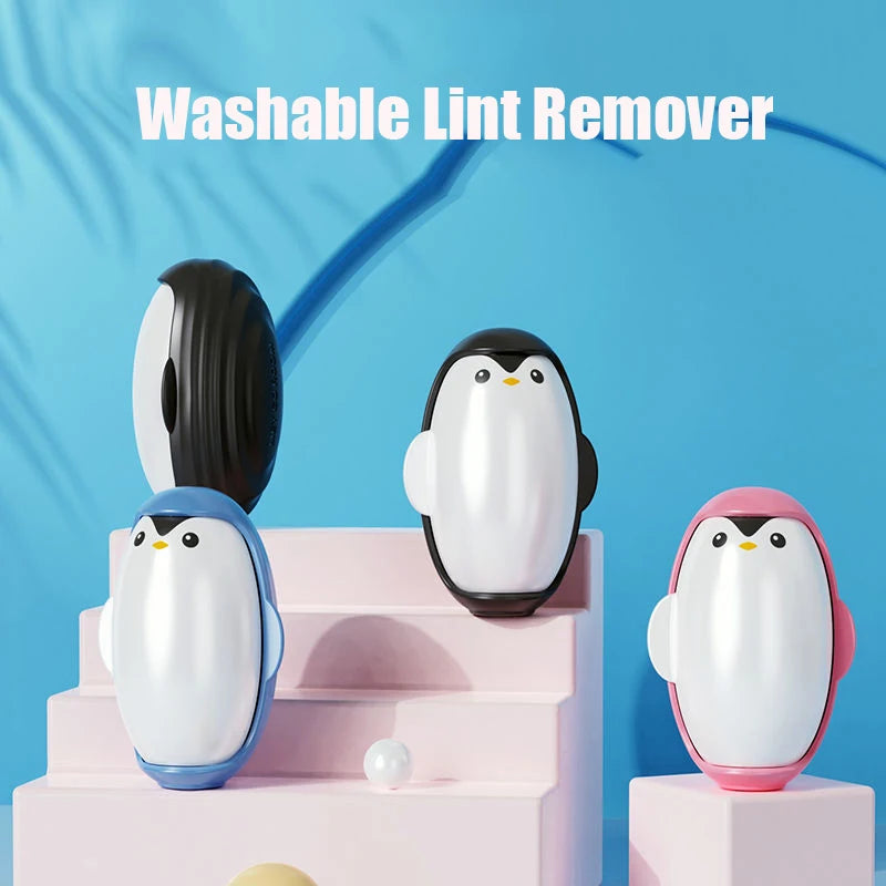 Washable Lint Remover Penguin Cute Portable Sticky Washable Reusable Clothes Dust Cleaning Hair Pet Sticky Roller Ball Traveling