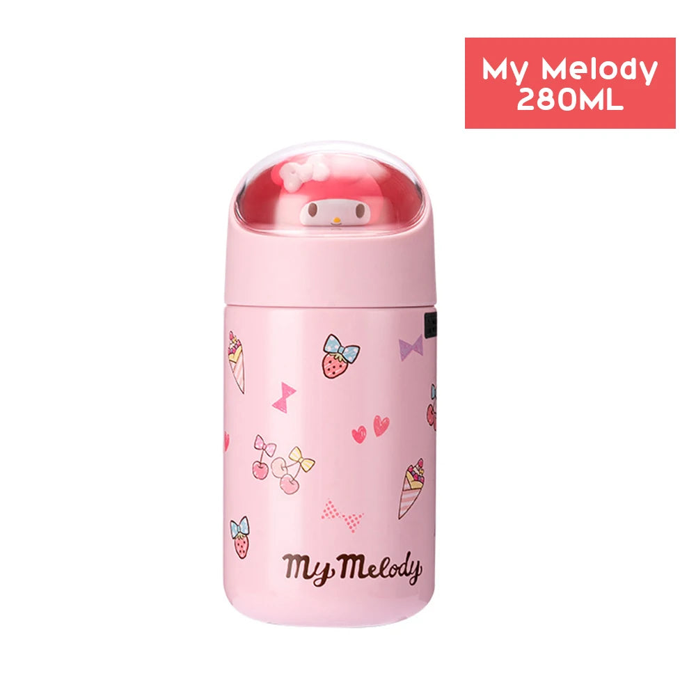 Sanrio Stainless Steel 304 Thermos Kawaii 280ML Hello Kitty Cinnamoroll Melody Vacuum Flask Water Bottle Tumbler Girls Gifts