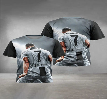 2025 Summer new Kids 3D Soccer apparel CR7 Men's Outdoor Apparel Boys & Girls T-shirts Kids T-shirts ages 5-14