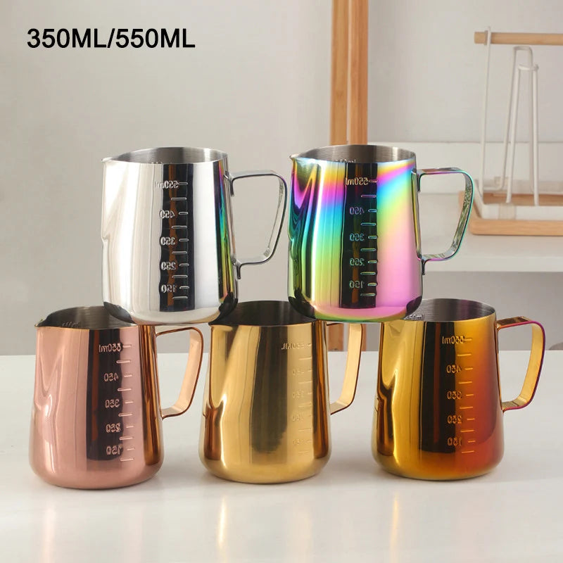 350ML/550ML Colorful Coffee Latte Milk Frothing Jug Milk Frother Pitcher Stainless Steel Jug Espresso Barista Pitcher Milk Pot
