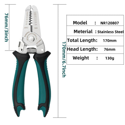 AMR Wire Stripping Tool 7 Inch Wire Stripper And Wire Cutter For 10-22 AWG Solid Wire And Stranded Wire