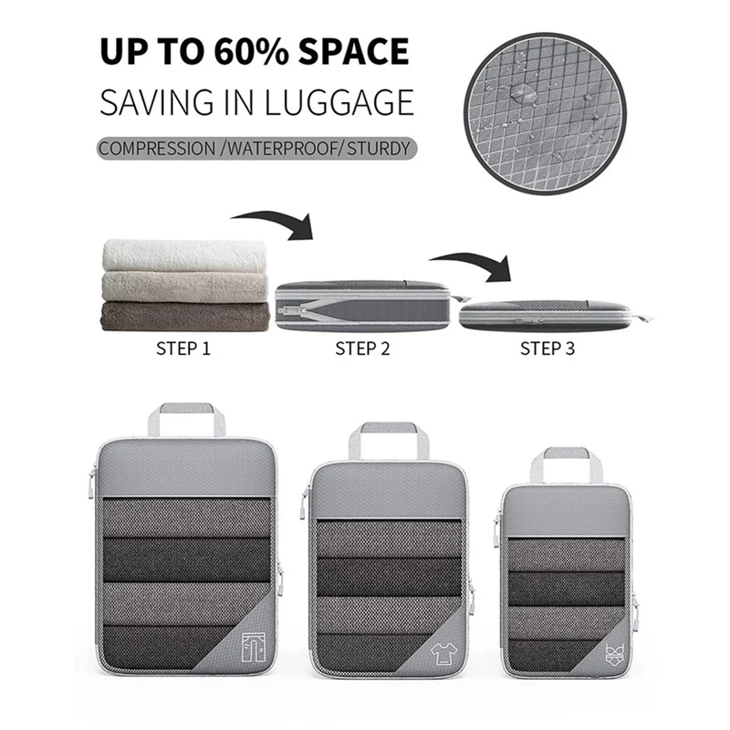 AT21-Compressed Packing Cubes Set Portable Luggage Organizers Ideal For Suitcase Organization