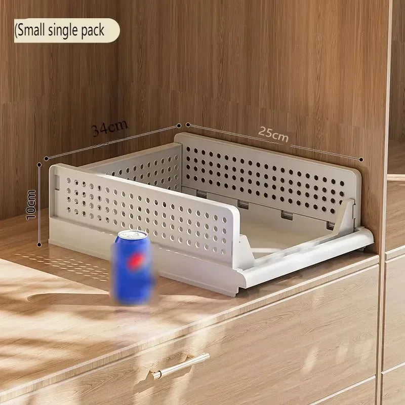 Stackable Clothes Storage Drawer Folding Plastic Organizer High-capacity Layered Partition Clothes Basket Household Storage Box