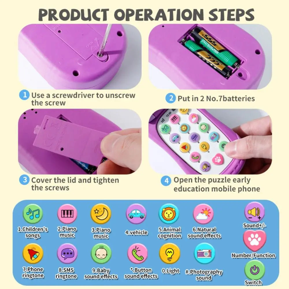 Simulation Phone Electronic Baby Cell Phone Toy Voice Toy Electronic Phones Musical Toys Safe Flip Cover