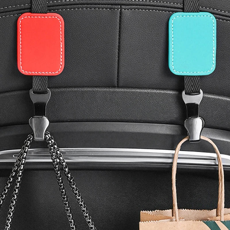 Car Seat Headrest Hook Multifunction Auto Leather Storage Hook Bracket Holder for Bag Clothes Universal Car Accessories Interior