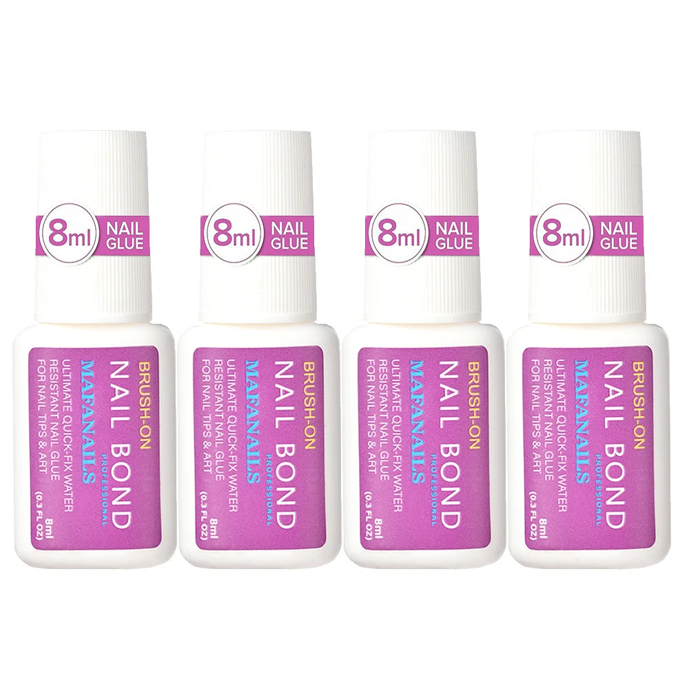 8ML Strong Nail Glue for Press on Nails Adhesive Broken Nail Repair Brush-on Nail Glue Rhinestone Charms Acrylic Tips Bond Glue