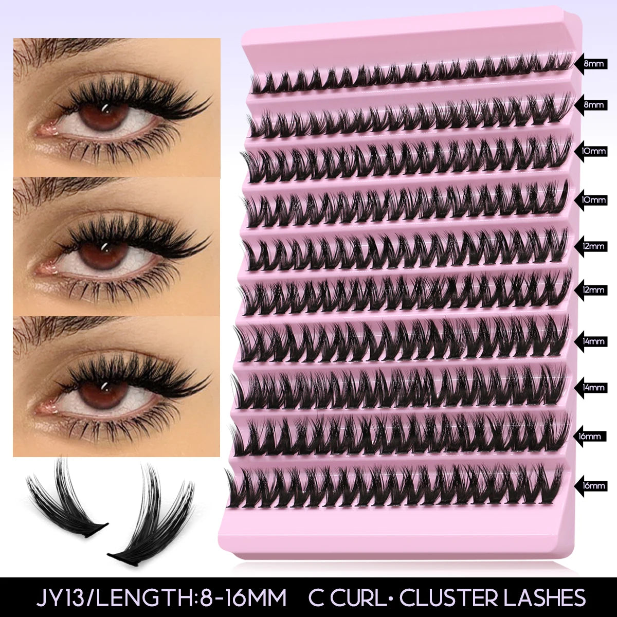 GROINNEYA DIY Lash Extension Kit Lash Clusters With Waterproof Strong Hold Lash Bond And Seal And Eyelash Tweezers Lash Cluster