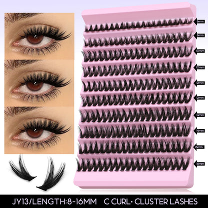 GROINNEYA DIY Lash Extension Kit Lash Clusters With Waterproof Strong Hold Lash Bond And Seal And Eyelash Tweezers Lash Cluster