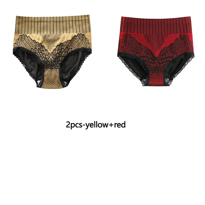 2PCS High Waist Hip Hugger Tummy Tucking Panties Seamless Plus Size Shapewear Panties Graphene Underwear Triangle Palazzo Pants