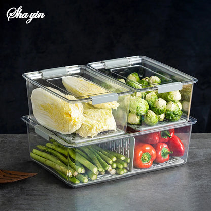 Fridge Organizer Stackable Refrigerator Organizer Bins with Lids Clear Fruit Storage Containers Freezer Pantry Kitchen Boxes