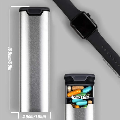 1Pcs 7 Day Weekly Pill Organizer,Premium Stylish Aluminum and Wood Large Capacity Pill Box for Supplements,Vitamins and Medicine