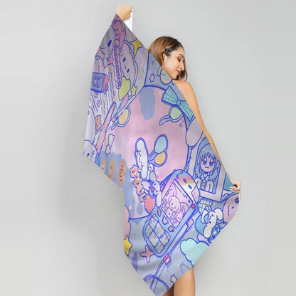 Cartoon C-Cinnamorolls Cartoon Beach Towel Cute Kawaii Room Decor Bath Girls Children Hand Towels For Bathroom Shower