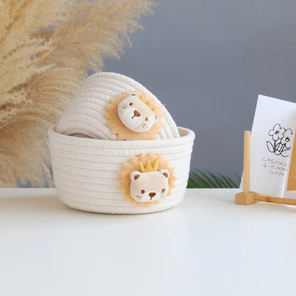 Cartoon Animals Hand Woven Storage Basket Kids Toys Desktop Organizer Sundries Storage Box Laundry Baskets storage box