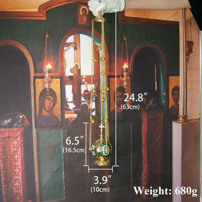 Orthodox Church Incense Burner with Wall Hook Set Metal Inner Liner Inside Burner Religious Ornament Church Supplies
