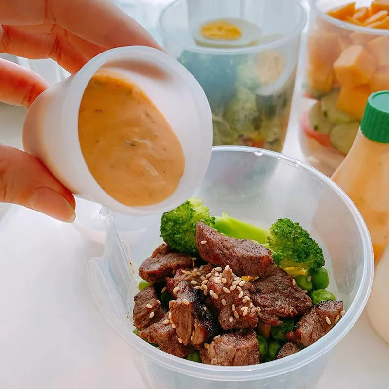 Portable Breakfast Cups Cereal Nut Yogurt Salad Cup Container Set with Fork Sauce Cup Bottle Food Storage Bento Box Lunch Box