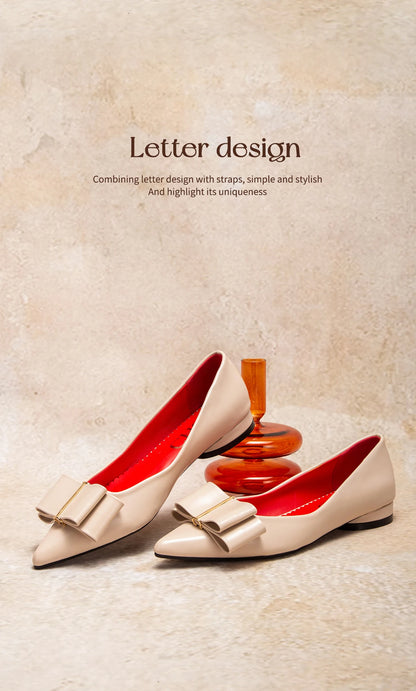 CHCH Women's Flat Shoes New Black Pointed Bow Business Shoes Comfortable Commuting Women's Shoes