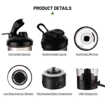 Electric Protein Shaker Bottle, USB Rechargeable Blender Bottles, BPA Free, Tritan Portable Blender Cup, 650ml