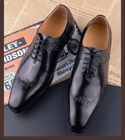YAOLIDA Business Oxfords Shoes For Men Luxury Handmade Dress Wedding Office Side pretty Printing Preminum Formal Leather Shoe CN