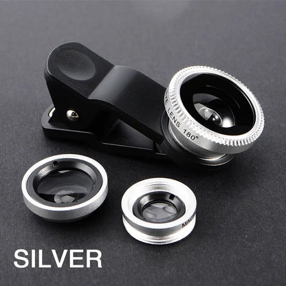 For All Smart Phone 3 in 1 Fisheye Phone Lens Wide Angle Zoom Lens Fish Eye Macro Lenses Camera Kits With Clip Lens On The Phone
