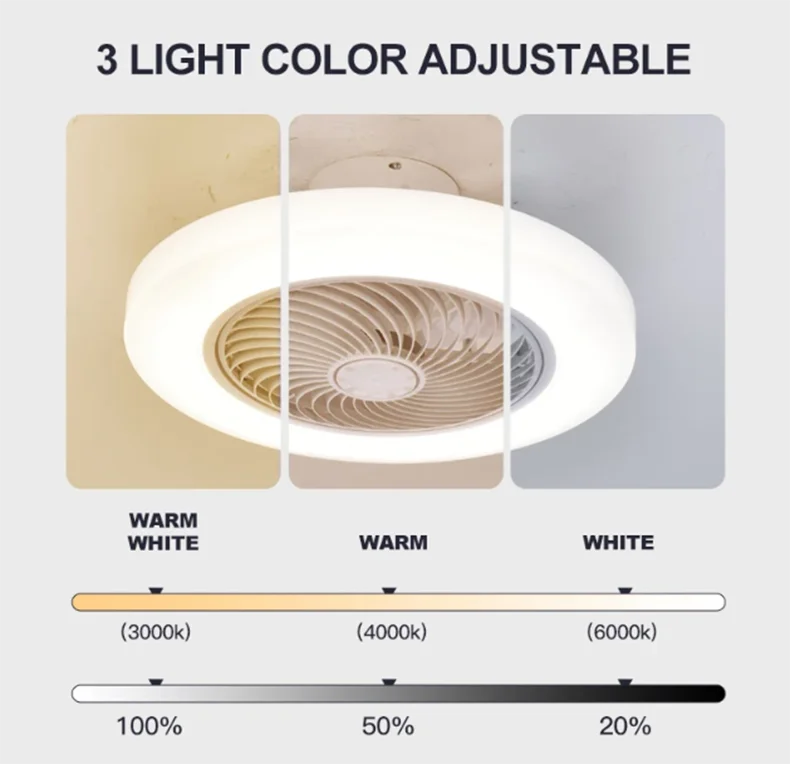 Smart Ceiling Fan Fans With Lights Remote Control Bedroom Decor Lamp 52cm Air Invisible Silent Electric fan for room AC220V