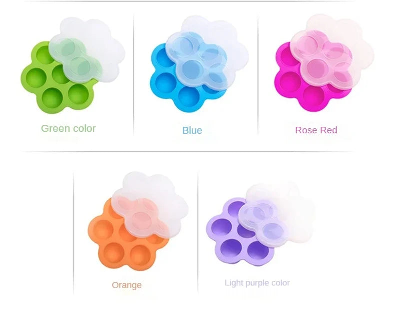 7 Holes Reusable Silicone Baby Food Freezer Tray Crisper Egg Bite Mold BPA Free Storage Baby Food Storage Containers With Lid